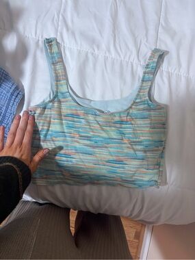 Rue21 Light Blue Multicolor Ribbed Crop Tank